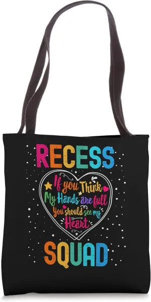 Recess Squad Appreciation Week Back to School Heart Tote Bag