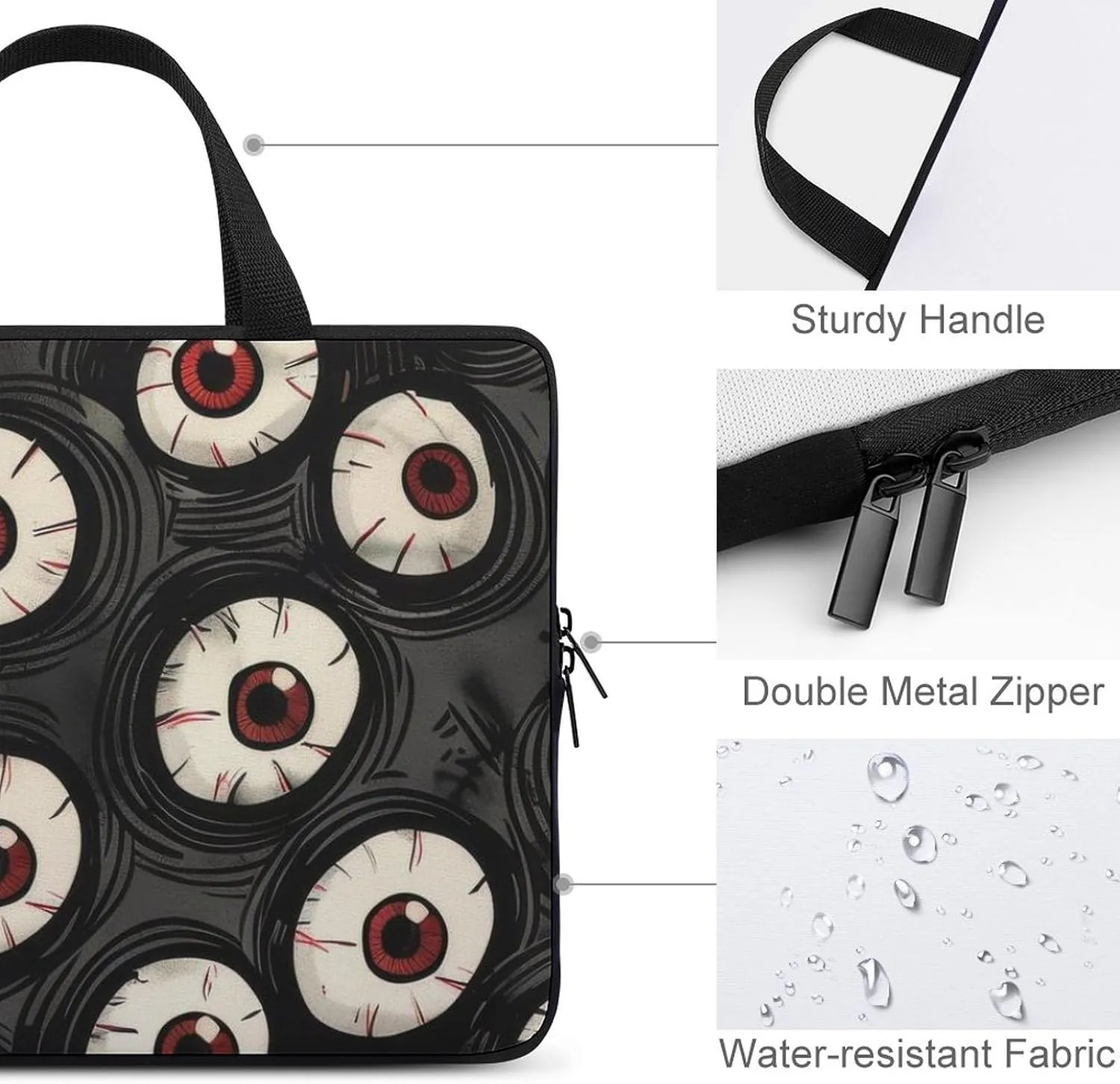 Red Christmas Pattern Laptop Sleeve Laptop Carrying Case Compatible Laptop Protective Bag with Handles