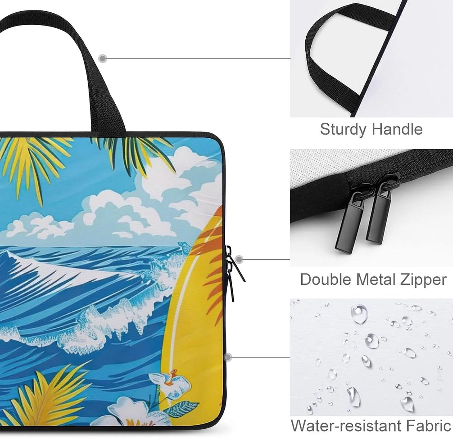 Red Christmas Pattern Laptop Sleeve Laptop Carrying Case Compatible Laptop Protective Bag with Handles