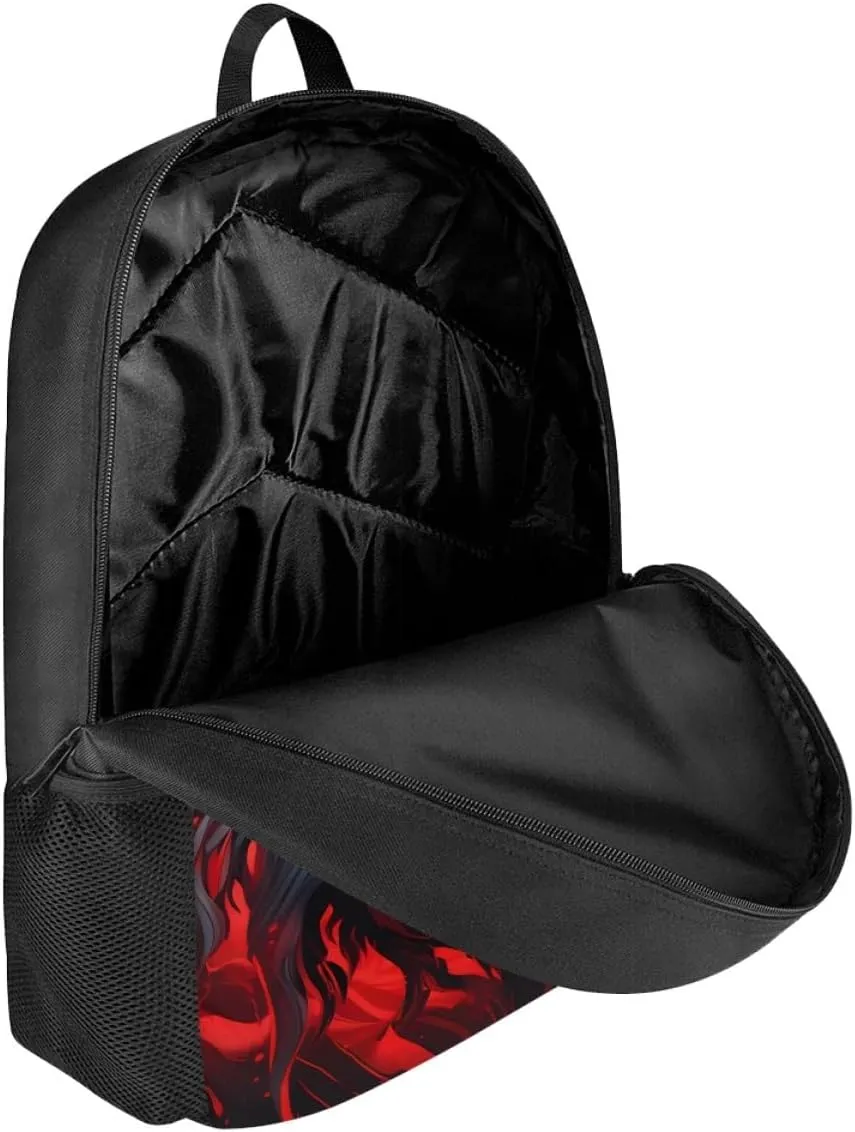 Red Wolf Head Cool School Bags Kids Boys Mens Backpack Bookbags Rucksack Daypack for Student Birthday Gift,Red Wolf Head