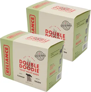 Reliance Double Doodie Outdoor Portable Camping and Hiking Toilet Waste Bags with Odor Free Double Zip Sealing Lock Liner for Sanitation Products