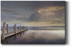 Renditions Gallery Beach Ocean Landscape Canvas Wall Art for Home Décor,Evening Reflection,Ready to Hang, 18''x 12'', Made in America