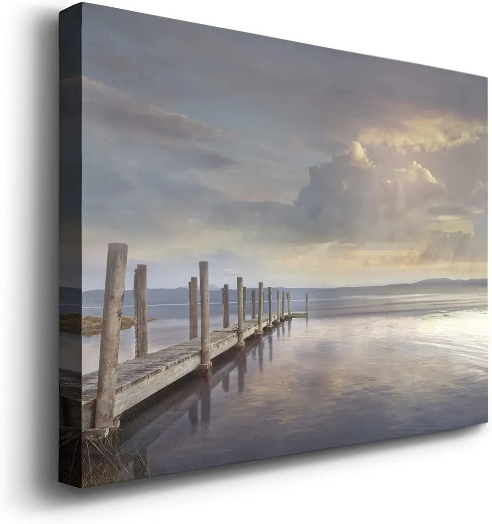 Renditions Gallery Beach Ocean Landscape Canvas Wall Art for Home Décor,Evening Reflection,Ready to Hang, 18''x 12'', Made in America