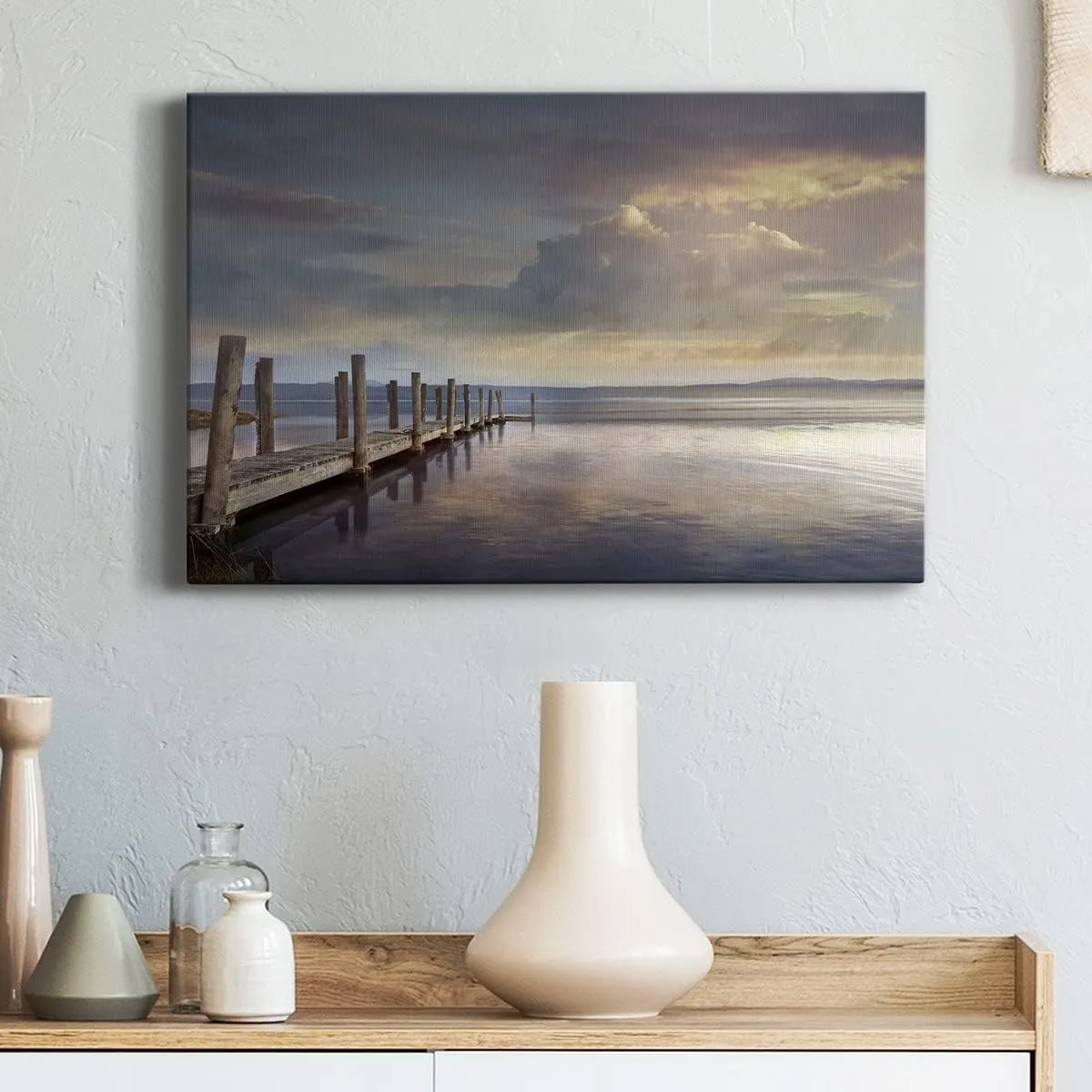 Renditions Gallery Beach Ocean Landscape Canvas Wall Art for Home Décor,Evening Reflection,Ready to Hang, 18''x 12'', Made in America