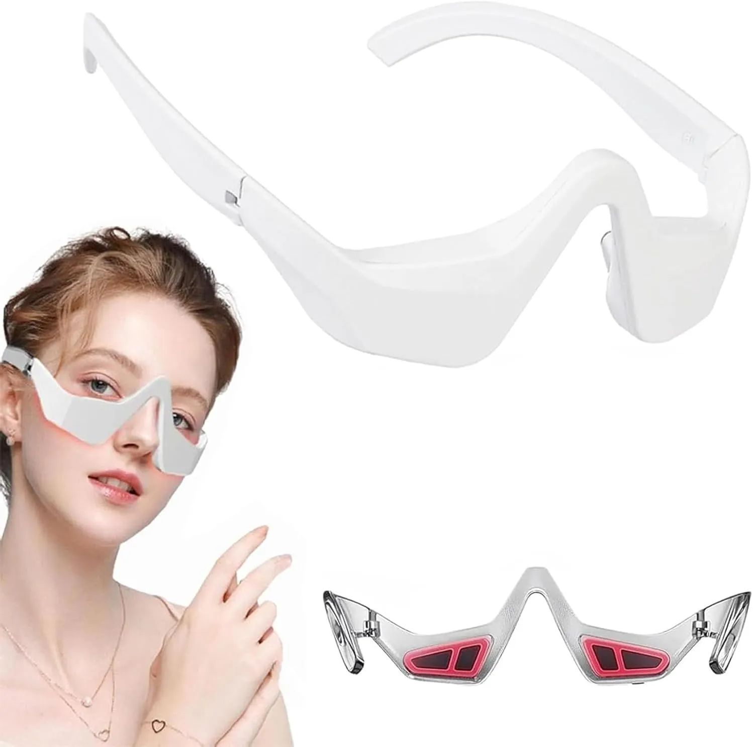 Renewa Eyelift Device, Eye Bag Remover Glasses, Relax Eye Strain Reduce Dark Circles, Under-Eye Red Light Glasses, Portable Advaned Eye Beauty Bevice (A)