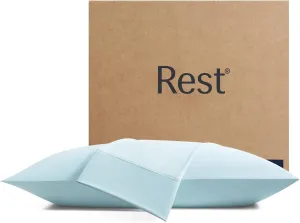 REST® Evercool®  Cooling Pillow Cases Standard - 2 Pillowcase for Sensitive Skin, Silver Infused Fabric for Hygienic Sleep, Silky Smooth for Curly Hair, High Elastic for Snug Fit (19x29 inches)