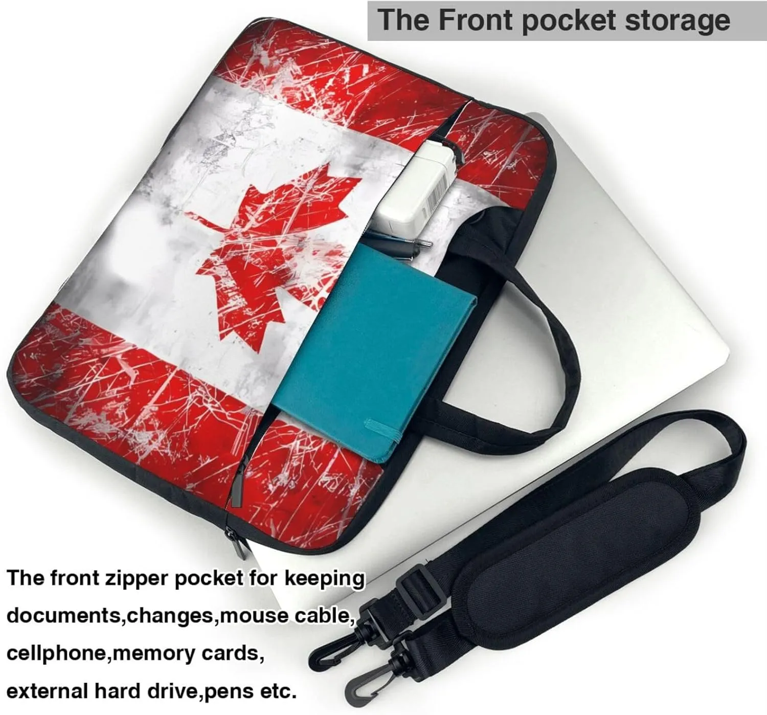 Retro Canada Flag Ultra-thin portable shoulder laptop bag Stylish and Protective Shockproof soft lining