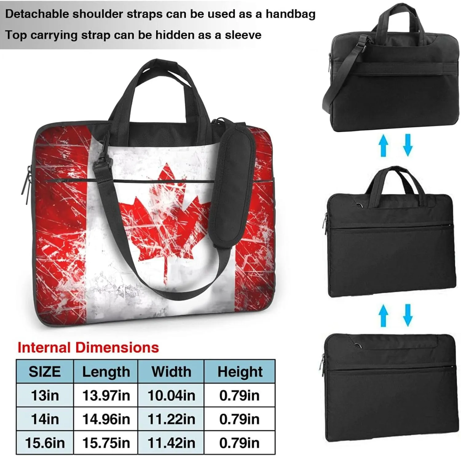 Retro Canada Flag Ultra-thin portable shoulder laptop bag Stylish and Protective Shockproof soft lining