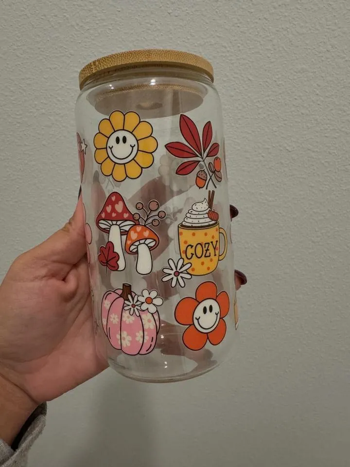 Retro Fall Thanksgiving Spread UV DTF Wrap Transfer 16oz | No Heat Needed | Waterproof | Permanent Adhesive