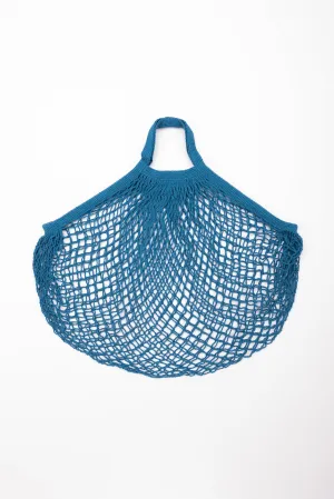Reusable Cotton Bags - Teal Blue - Cotton String Bag-Short Handle