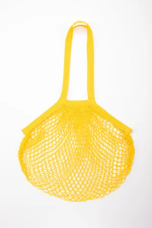 Reusable Cotton Bags - Yellow - Cotton String Bag - Long Handle