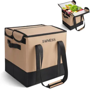 Reusable Insulated Grocery Bags Collapsible Grocery Tote Bags for Shopping Wear Resistant Heavy Duty Foldable Cooler Grocery Bags for Frozen and Hot Food Camping Bags