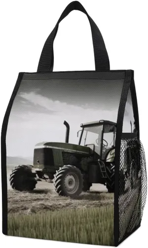 Reusable Lunch Bag for Women Men Tractor Agriculture Tranquil Lunch Tote Bags Insulated Lunch Box Large Capacity Lunchbox Cooler Lunch Container for Work Office Picnic Travel
