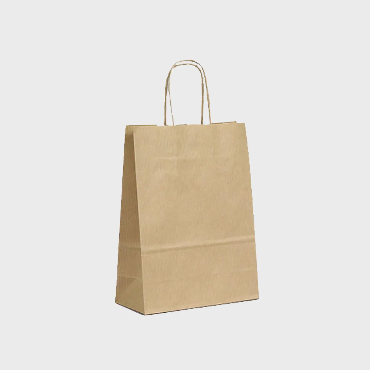 Ribbed kraft paper bag with twist handles