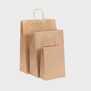 Ribbed kraft paper bag with twist handles