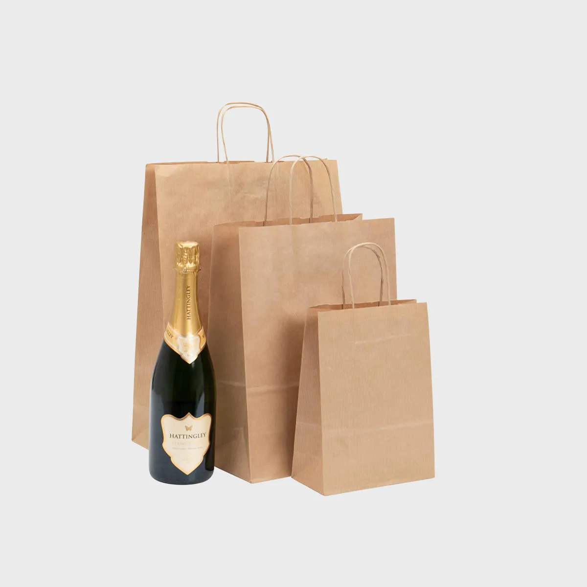 Ribbed kraft paper bag with twist handles