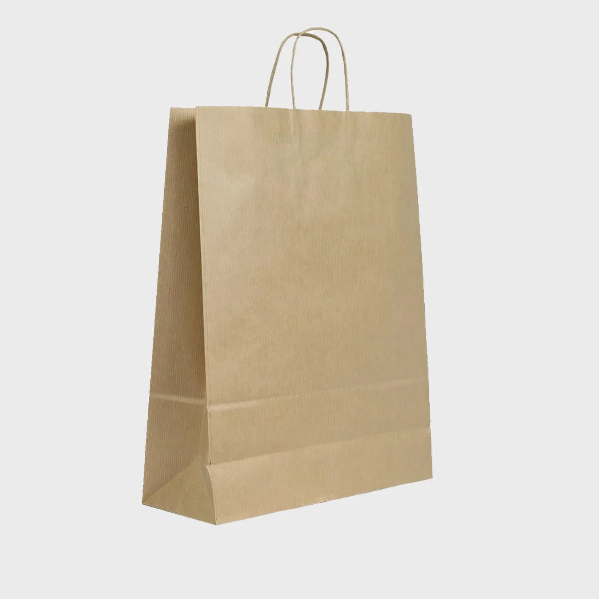 Ribbed kraft paper bag with twist handles