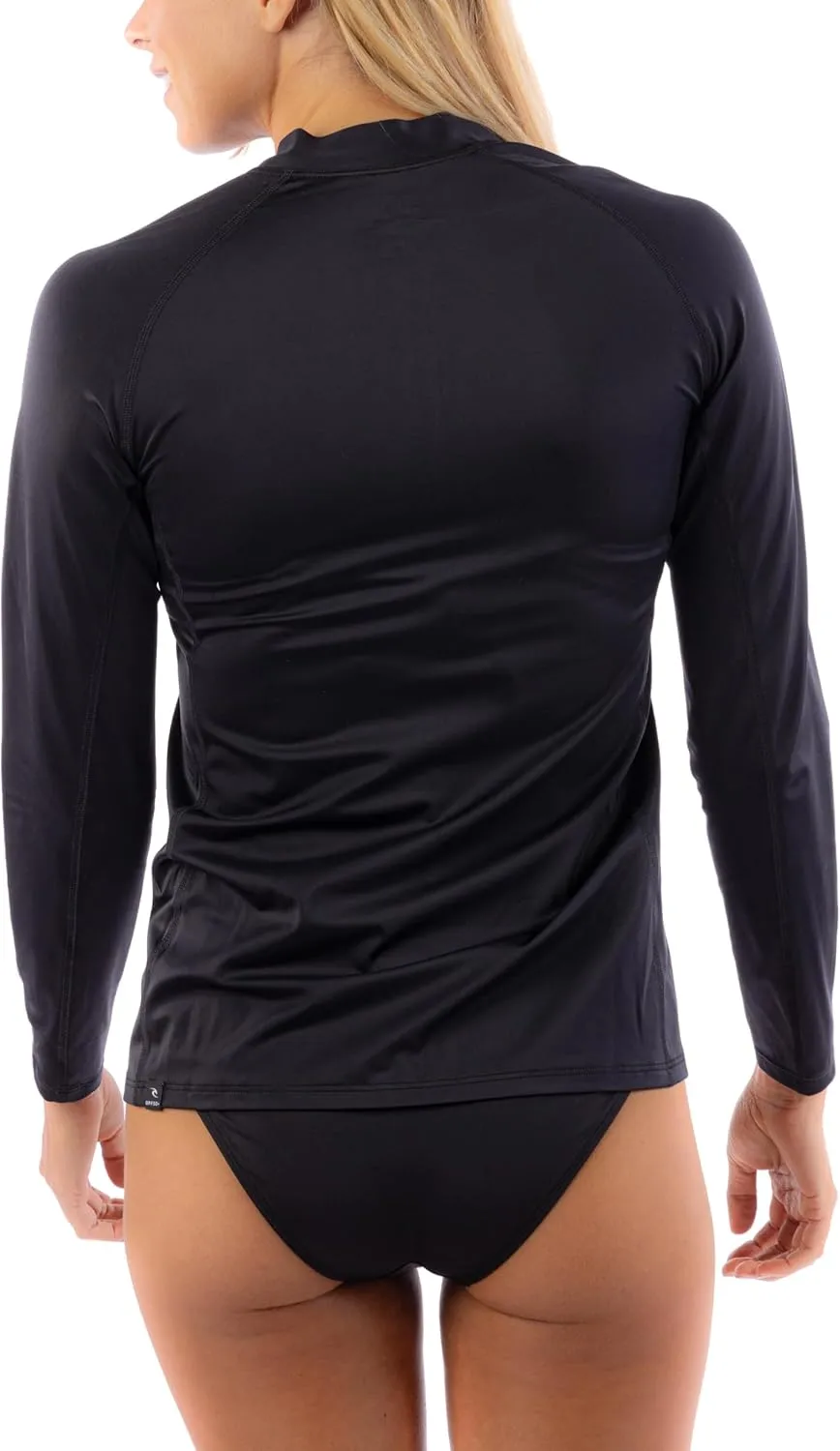 Rip Curl Women's Long Sleeve Zip-up Rashguard with UPF 50  Sun Protection-Quick Dry, Moisture-Wicking Swim Shirt