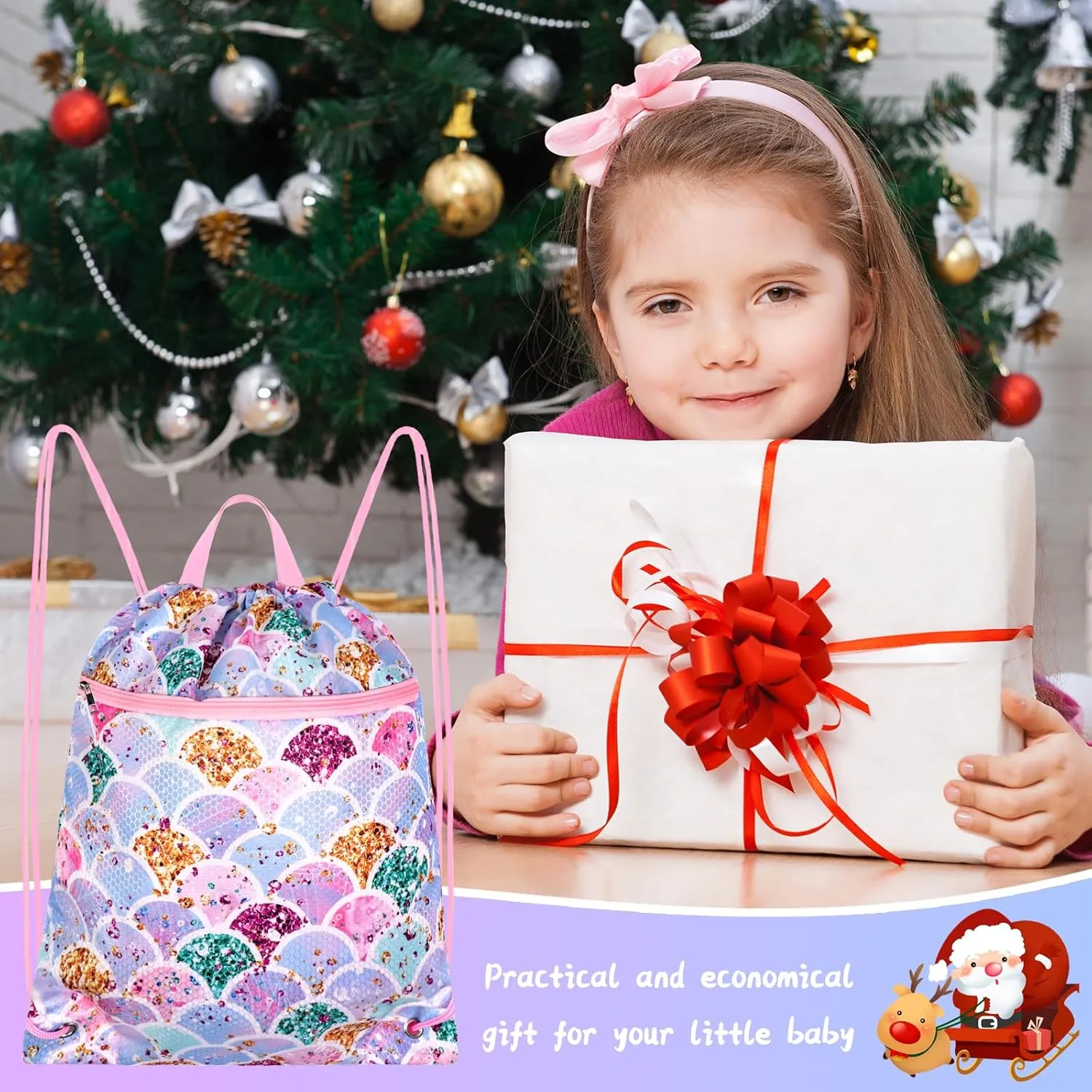 RLGPBON Drawstring Backpack for Kids, Girls & Boys - Swimming, Gym & Dance Bag, Waterproof Sports Sackpack