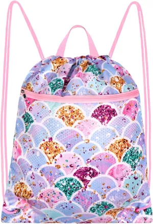 RLGPBON Drawstring Backpack for Kids, Girls & Boys - Swimming, Gym & Dance Bag, Waterproof Sports Sackpack