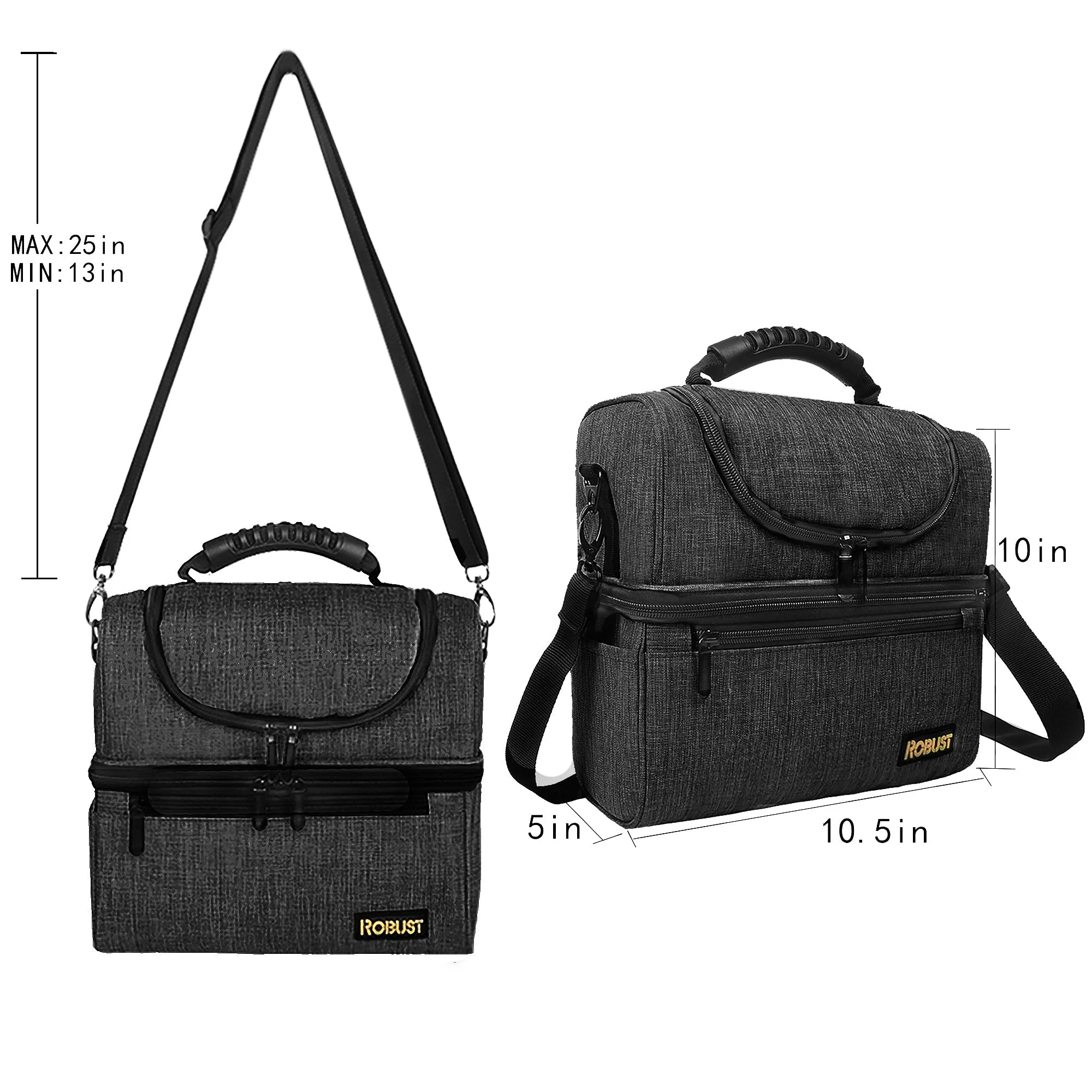 Robust Insulated Leakproof Lunch Bag with Shoulder Strap
