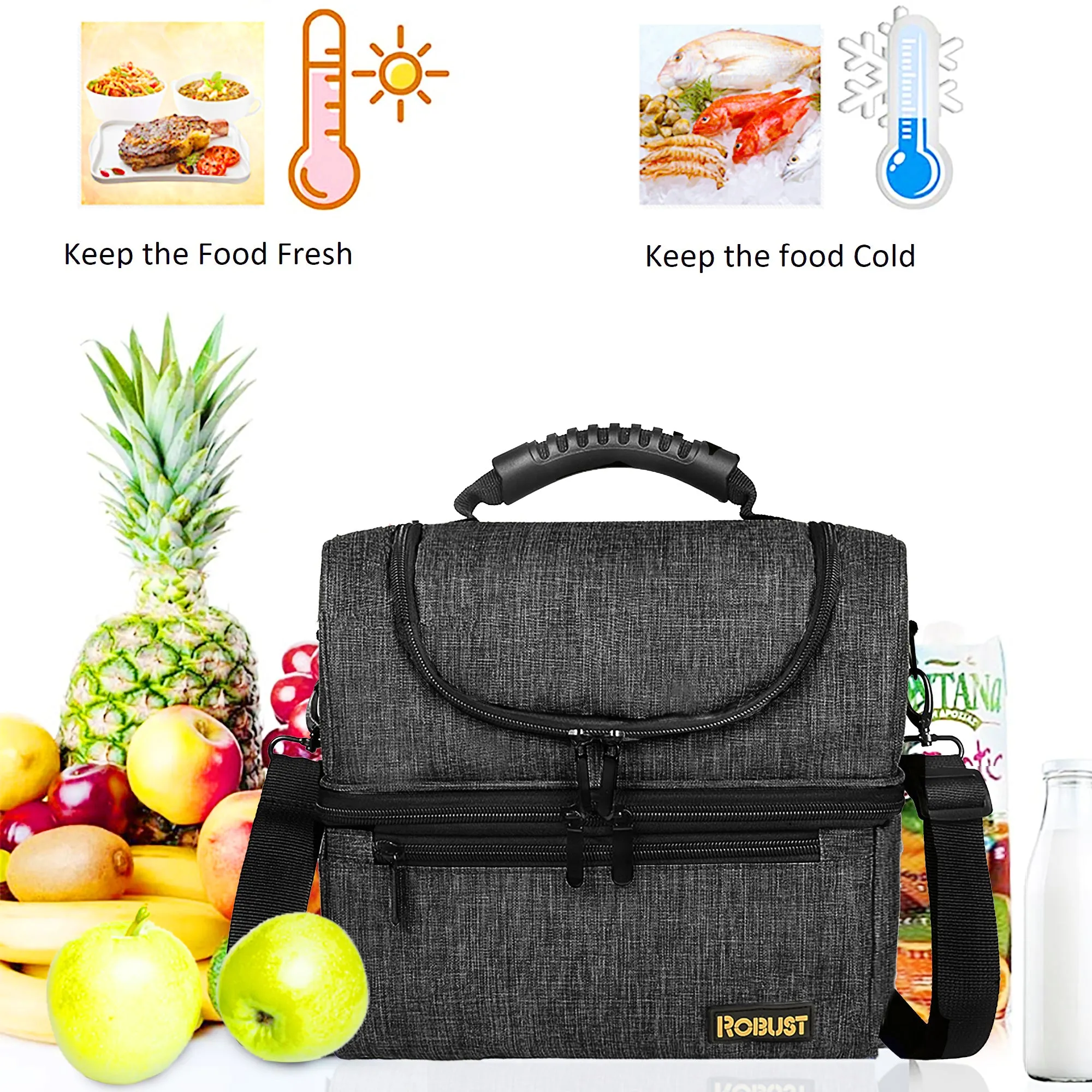 Robust Insulated Leakproof Lunch Bag with Shoulder Strap