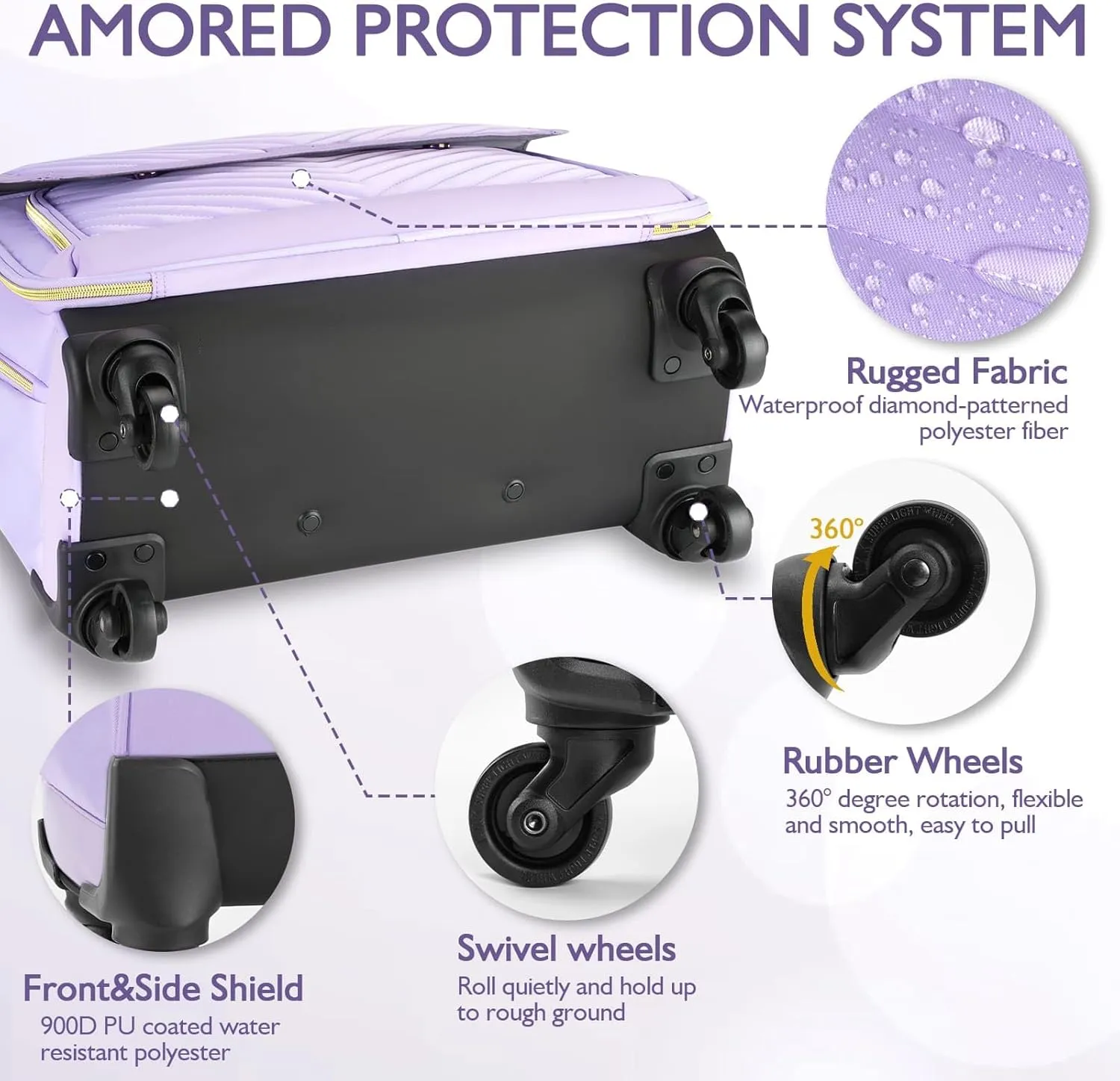 Rolling Briefcase for Women, 17.3 Inch Laptop Bag with 4 Spinner Wheels and Telescopic Extendable Handle, Teacher Bag with Wheels, Roller Computer Bag for Work, TSA Friendly Design, Purple