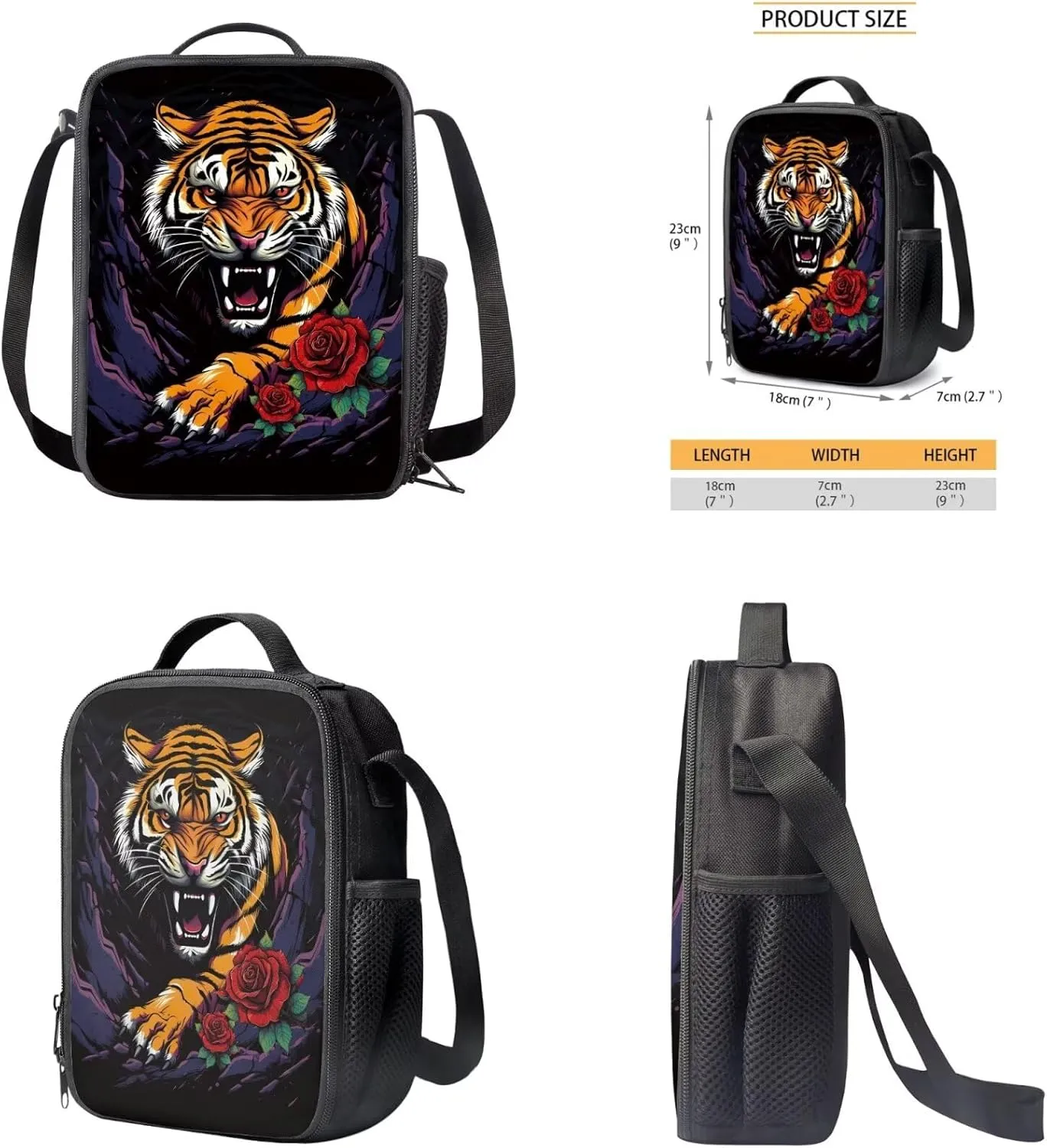 Rose Tiger School Bags for Boys 10-12 Years Old School Backpack with Lunch Bag Cozy School Backpack Set for Boys with Pencil Bag Keychain Bookbag Back To School Gift