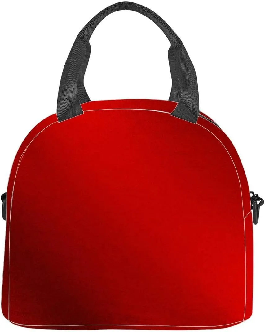 rough and noise red foil polished glossy abstract copy space white Insulated Adult Lunch Bag with Shoulder Strap for Women Lightweight Reusable Portable Freezable Lunch Tote Bag for Work Picnic