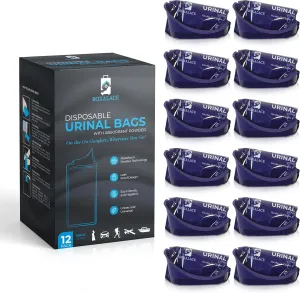 ROXALACE® Resealable Disposable Urinal Bags, 12 Pack 1000 ml Unisex Urine Bag Travel Traffic Jam Emergency Urinals Bag, Camping Pee Bags, Portable Toilet Pee Bags for Men Women Kids Patient