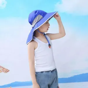 Royal Blue Beach Travel Summer Outdoor Hat Children Kids Wide Brim Sun Bucket