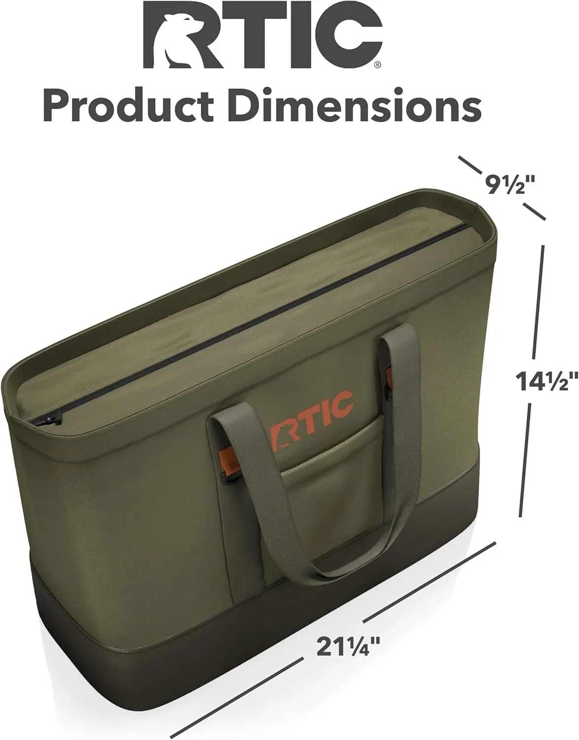 RTIC Everyday Insulated Tote Bag, Large Reusable Thermal Cooler with Zippered Top for Beach, Grocery, Shopping, 35 L Capacity