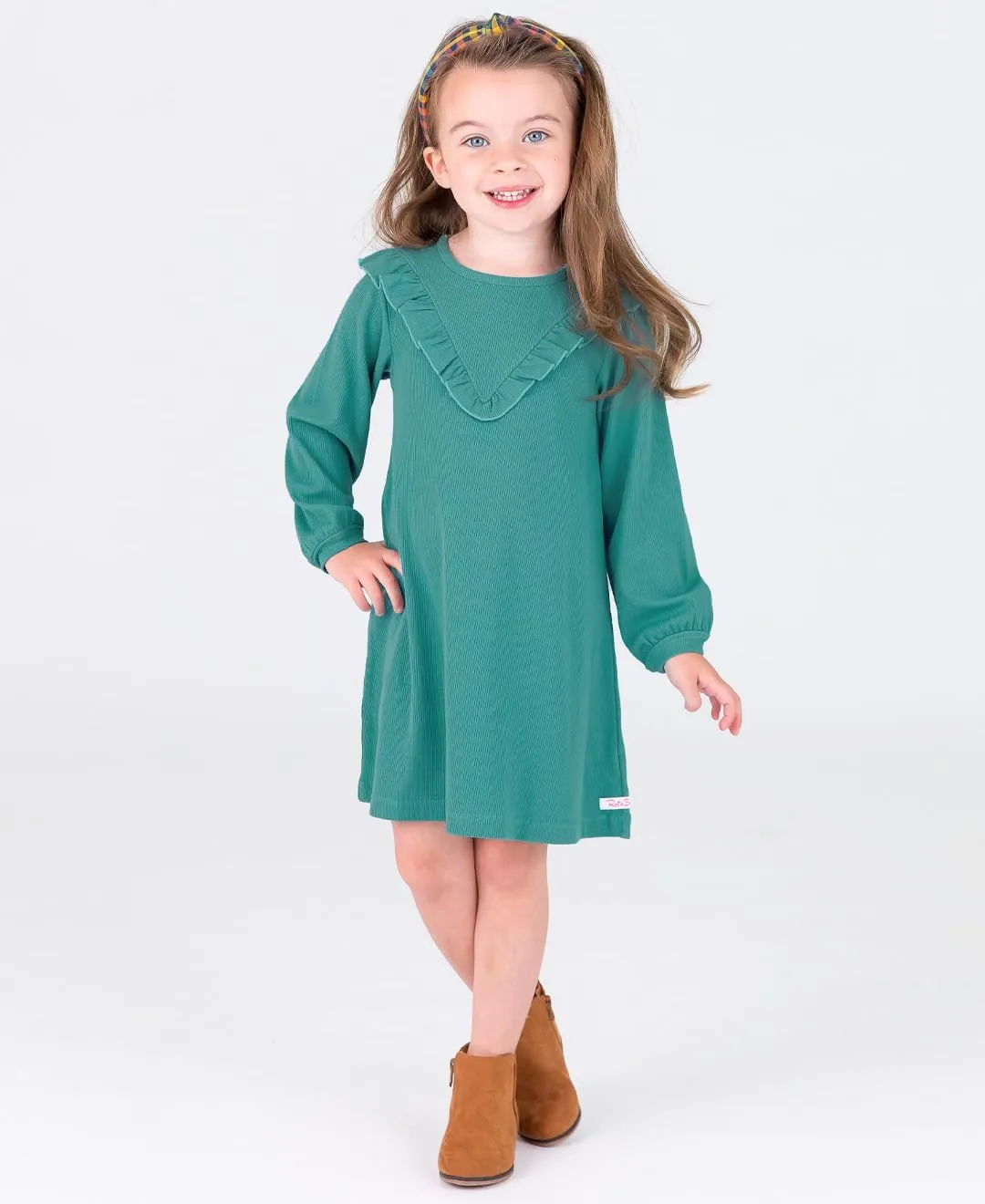 RuffleButts® Baby/Toddler Girls Flowy Tiered Button Back Dress