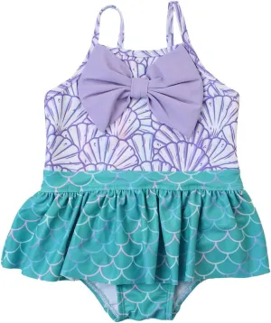 RuffleButts Girls UPF50  Sun Protection Princess Sleeveless One Piece Swimsuit