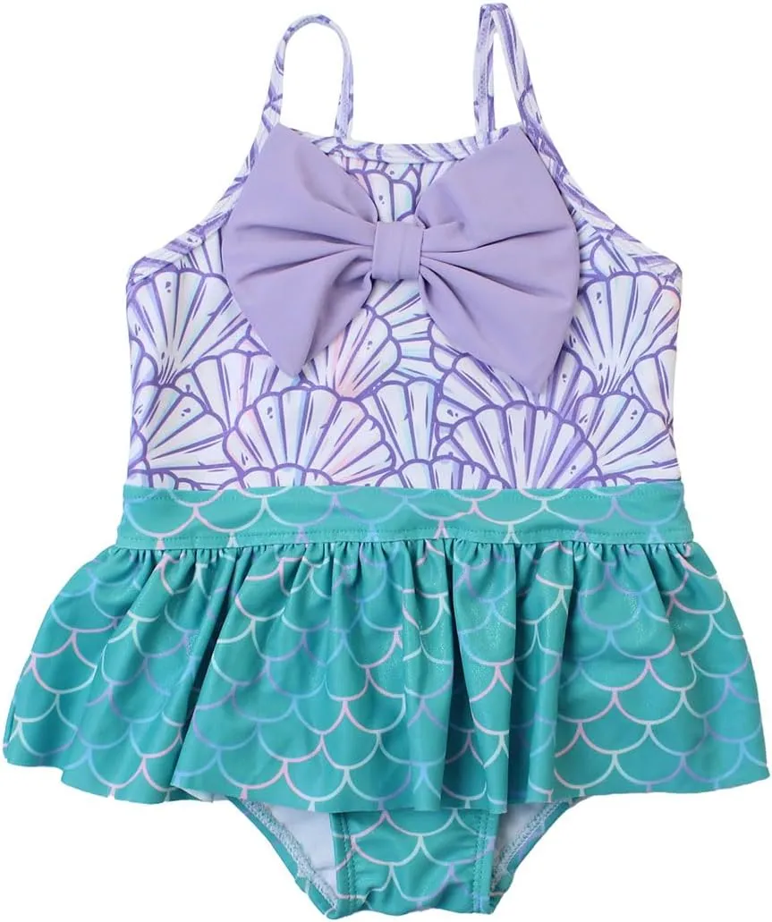 RuffleButts Girls UPF50  Sun Protection Princess Sleeveless One Piece Swimsuit
