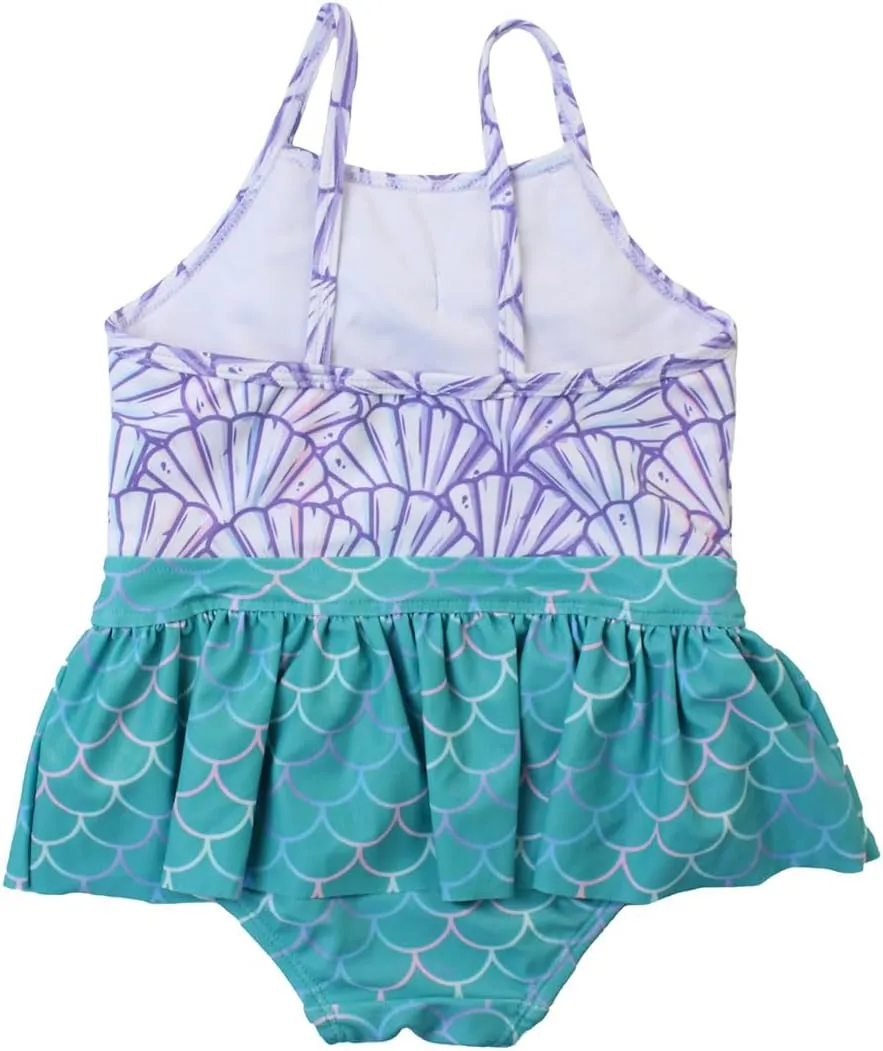 RuffleButts Girls UPF50  Sun Protection Princess Sleeveless One Piece Swimsuit