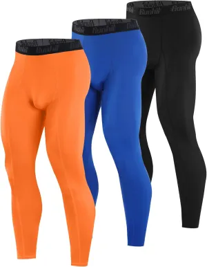 Runhit 3 Pack Compression Pants Men Running Tights Workout Leggings Athletic Base Layer Pants