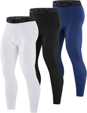 Runhit 3 Pack Compression Pants Men Running Tights Workout Leggings Athletic Base Layer Pants