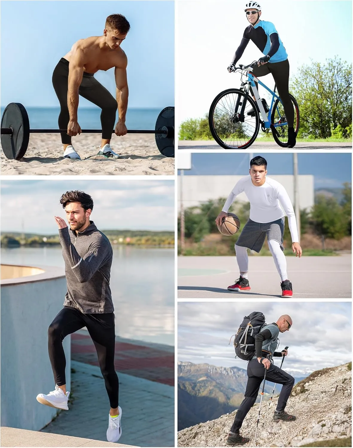 Runhit 3 Pack Compression Pants Men Running Tights Workout Leggings Athletic Base Layer Pants