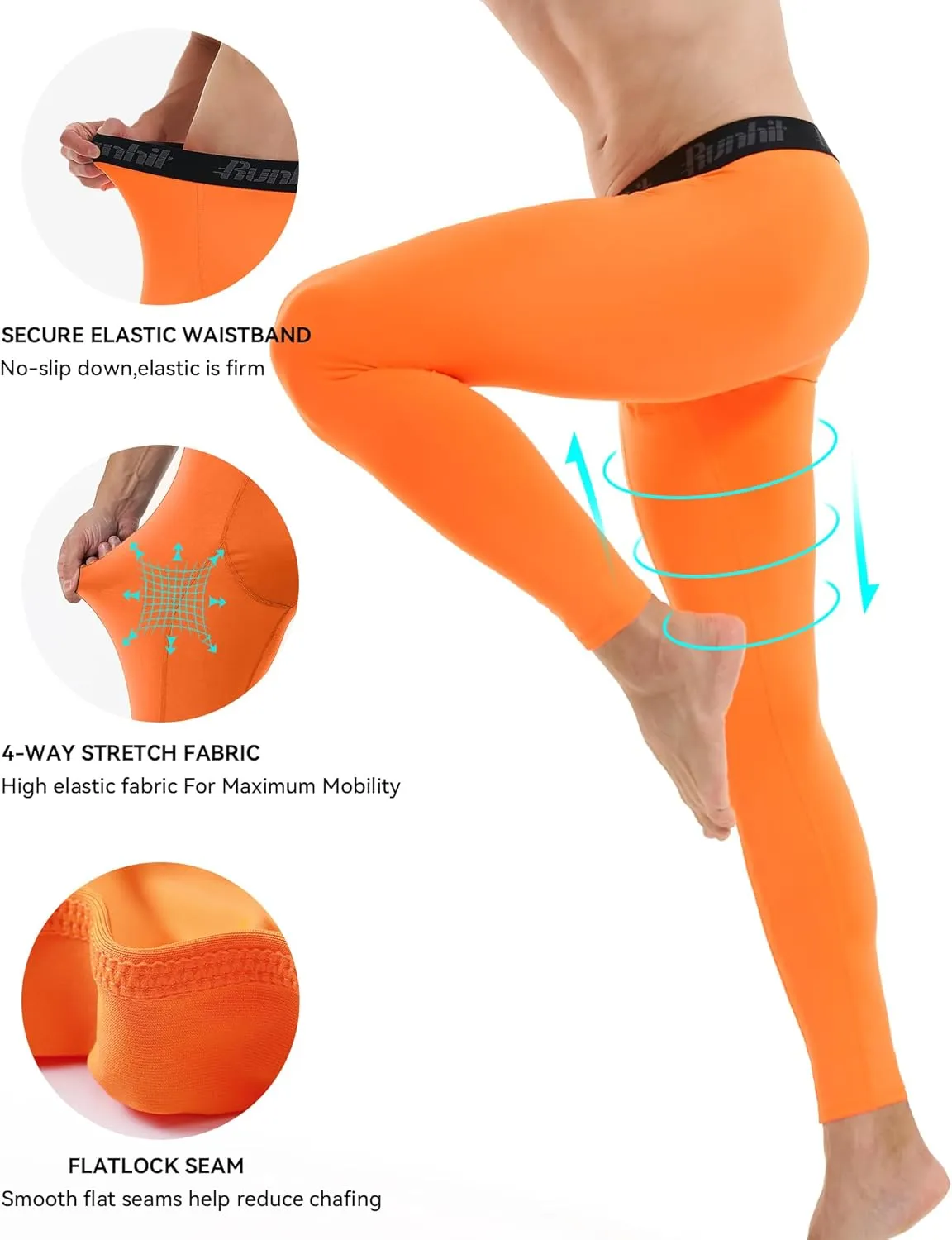 Runhit 3 Pack Compression Pants Men Running Tights Workout Leggings Athletic Base Layer Pants