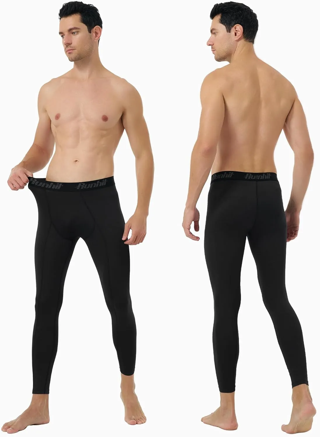 Runhit 3 Pack Compression Pants Men Running Tights Workout Leggings Athletic Base Layer Pants