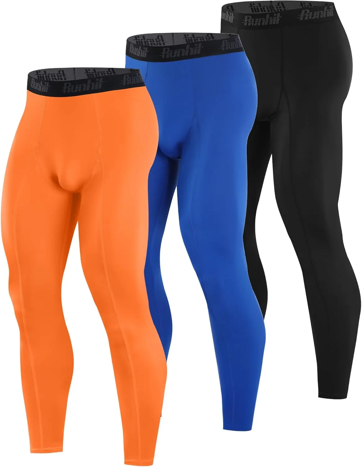 Runhit 3 Pack Compression Pants Men Running Tights Workout Leggings Athletic Base Layer Pants