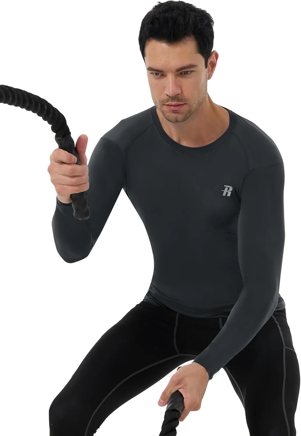 Runhit Long Sleeve Compression Shirts for Men, UPF 50  Men's Compression Shirts, Running Athletic Workout Base Layer