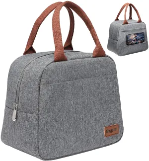 Rynx | Lunch bag, Bagseri Insulated Lunch Bags For Women And Men, With Transparent Phone Holder Pocket, Reusable Lunch Cooler Bag Thermal Organizer, Water-resistant Lining (Gray)