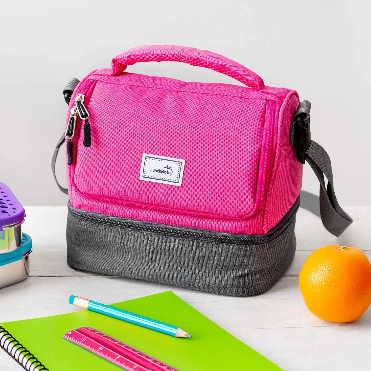 Rynx | Lunchbots Duplex Insulated Lunch Bag - Double Section Design Fits Lunchbots Uno, Duo, Trio, Quad, Rounds, Bento Cinco Perfect - Spacious Thermal Lunch Bag For Kids And Adults - Royal Blue