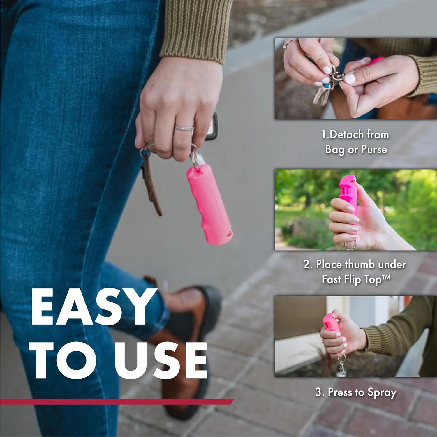 SABRE Pepper Gel with Fast Flip Top, Maximum Strength OC Spray, Snap Clip for Easy Carry and Fast Access, Finger Grip for More Accurate and Faster Aim, UV Marking Dye, 0.54 fl oz, Easy to Use Safety
