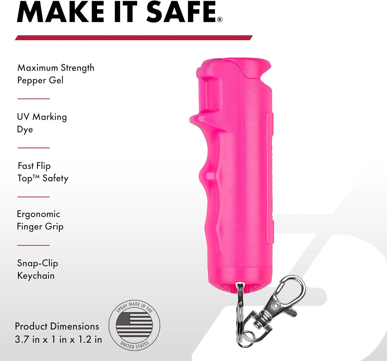 SABRE Pepper Gel with Fast Flip Top, Maximum Strength OC Spray, Snap Clip for Easy Carry and Fast Access, Finger Grip for More Accurate and Faster Aim, UV Marking Dye, 0.54 fl oz, Easy to Use Safety