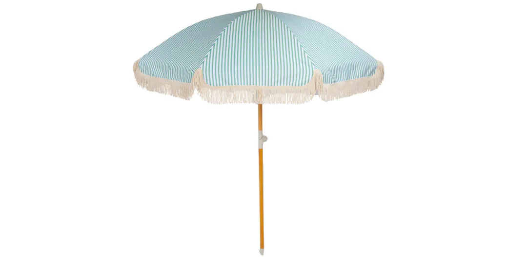 Sage Green and White Stripe Beach Umbrella
