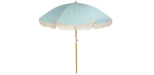 Sage Green and White Stripe Beach Umbrella