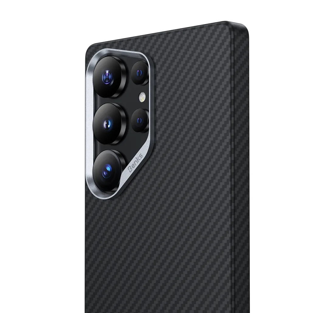 Samsung Galaxy S25 Ultra BENKS Carbon Case, Real Aramid Fiber Thin Case with Magsafe - Black